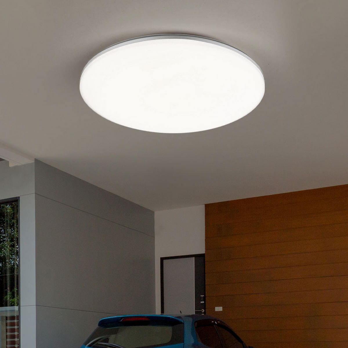 LED AUSSENDECKENLEUCHTE DORI Weiß Opal - Weiß, Kunststoff (33/33/5.6cm) - Globo Lighting