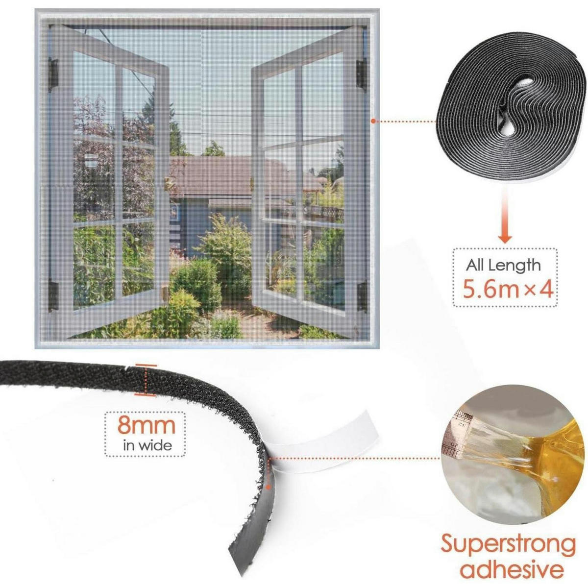 FLIEGENGITTER 4-teiliges Set 150 x 180 cm Schwarz - Schwarz, Kunststoff (22/30/5cm)