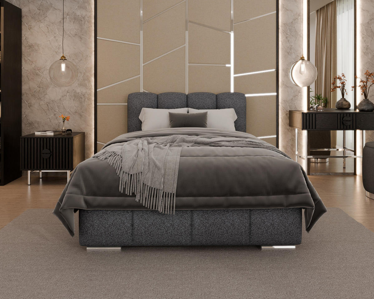 POLSTERBETT Zaira 120x200cm – Elegantes Polsterbett für modernen Wohnstil , ohne matratze, Graphitfarben - Graphitfarben, Holz (90/200cm) - Homesy