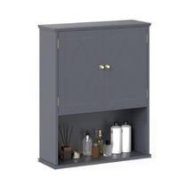 BAD-HÄNGESCHRANK mit 2 Türen grau - Grau, Holzwerkstoff (60/75/21cm) - COSTWAY