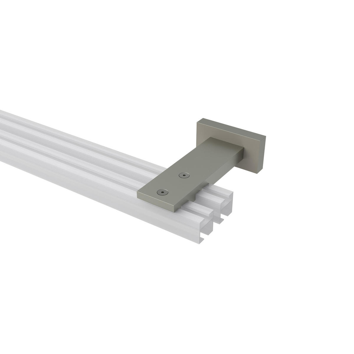 TRÄGER FÜR GARDINENSTANGEN INNENLAUF 20x20 mm, Quadline 2-läufig, Satin-Silber - Silberfarben, Metall (12.1/3.2/6.6cm) - INTERDECO