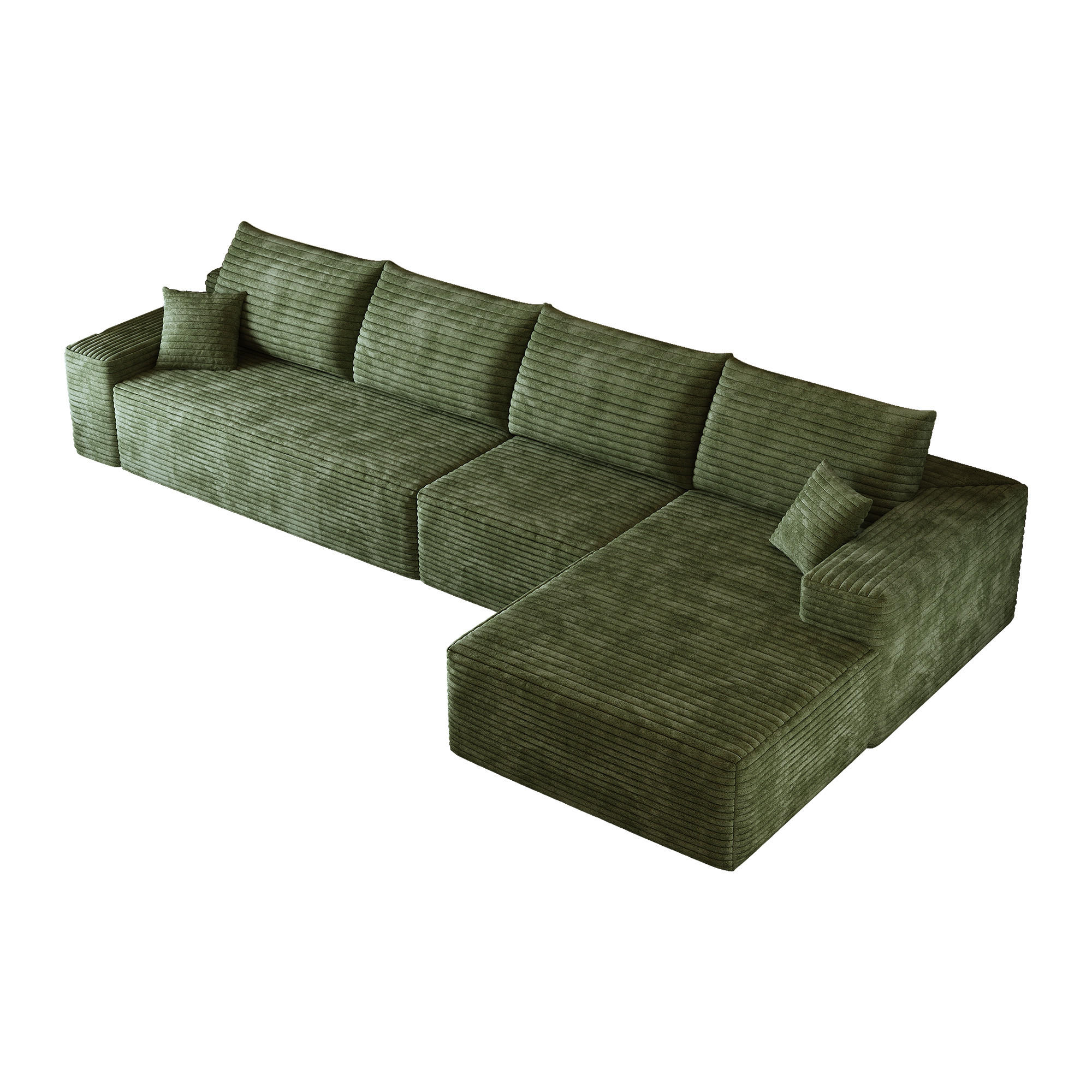 ECKSOFA DE-34857 3-Sitzer Chaiselongue rechts Grün - Grün, Textil (175/270cm) - ComfortXL