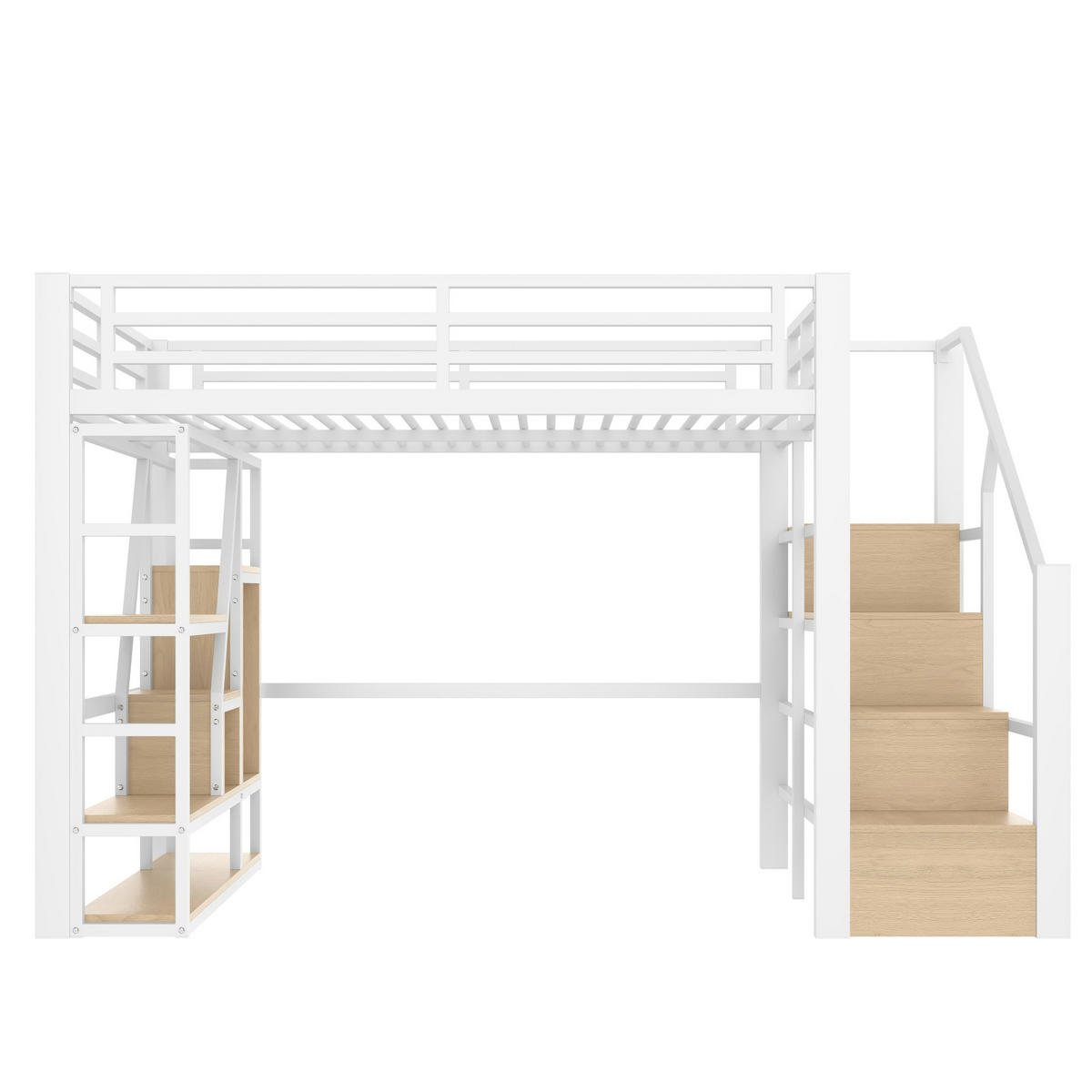 HOCHBETT 140/200 cm Weiß aus Metall und MDF mit LED-Lichtleiste - Weiß, Holzwerkstoff (140/200cm) - OKMYHOME