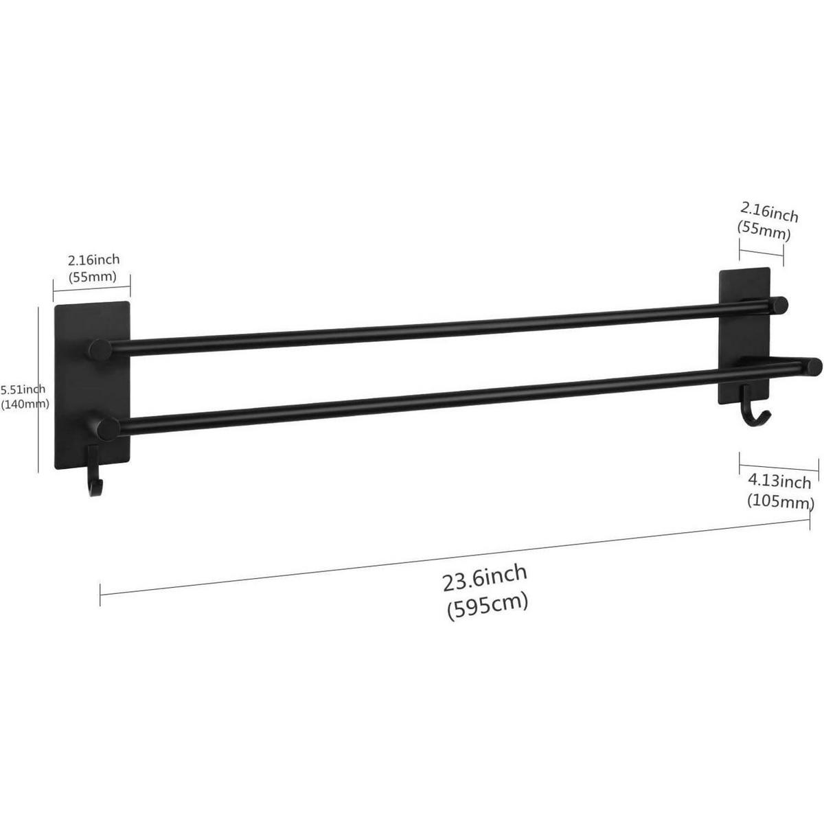 HANDTUCHHALTER doppelt selbstklebend Edelstahl schwarz 60 cm - Schwarz, Metall (12/10/63.5cm)
