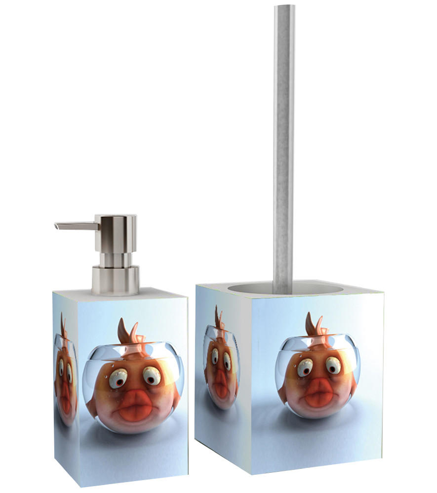 BADEZIMMER Set Goldfisch - Orange, Kunststoff (7/17/7cm) - Sanilo