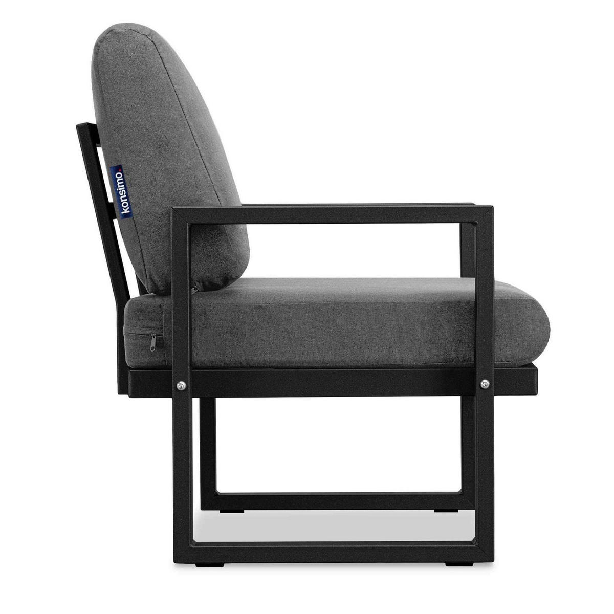 GARTENSOFA FRENA 2-Personen ,Schwarz/Grau - Schwarz/Grau, Textil/Metall (130/65/60cm) - KONSIMO®