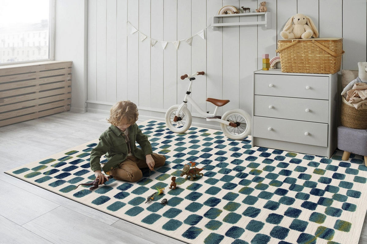 TEPPICH modern grafisch blau - Blau, Textil (120/170cm) - AFK Living