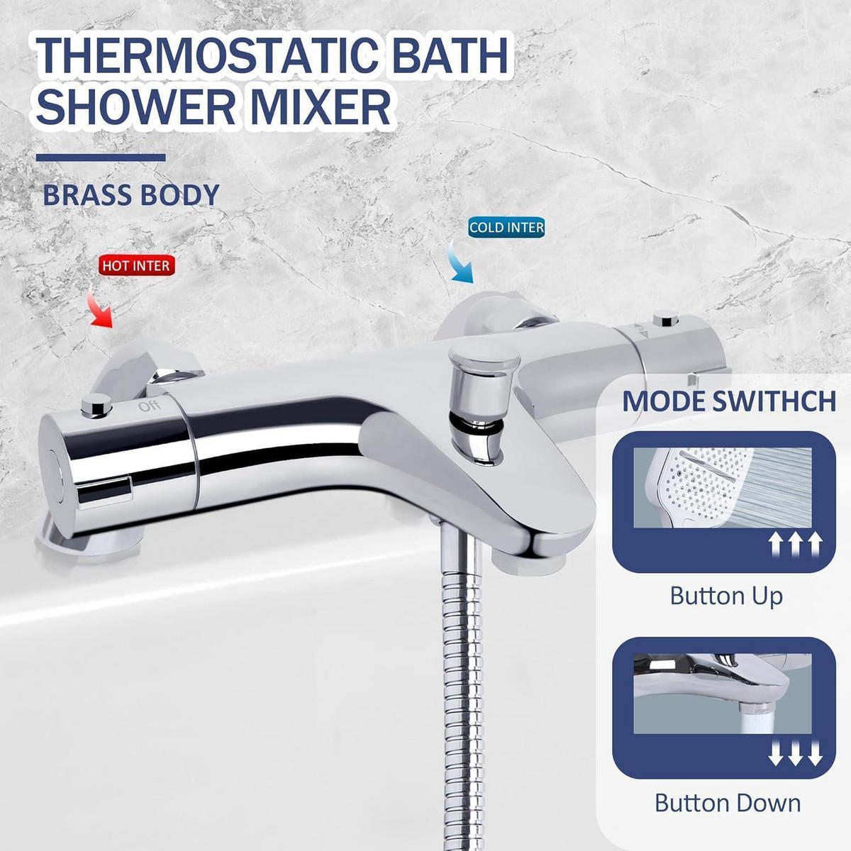 DUSCHARMATUR-SET mit Thermostat 70 cm Duschstange - Silberfarben, Metall (15/10/70cm)