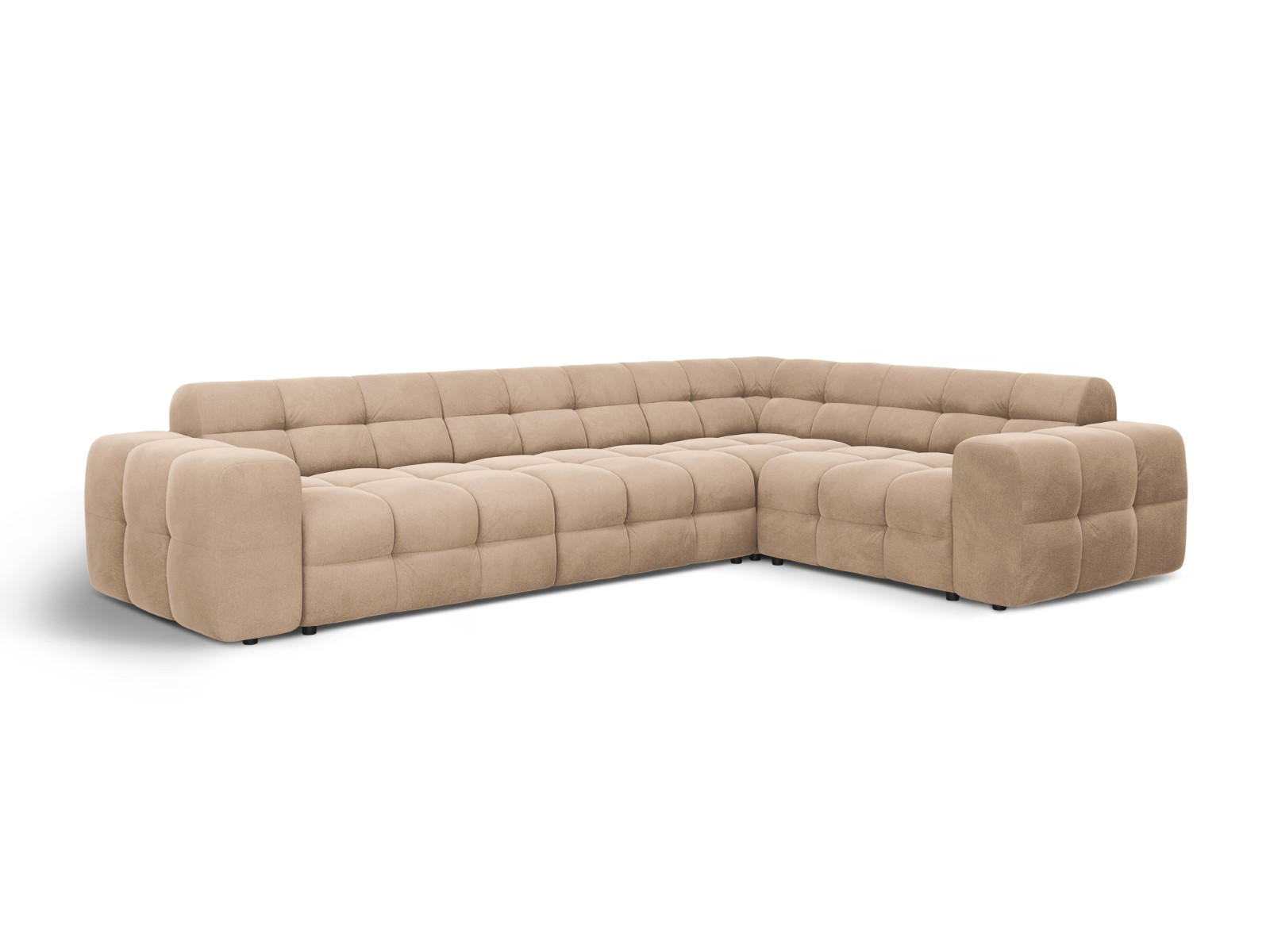 ECKSOFA rechts Kendal aus Samt mandelbeige 6 Sitzplätze - Cappuccino, Textil (231/332cm) - Micadoni