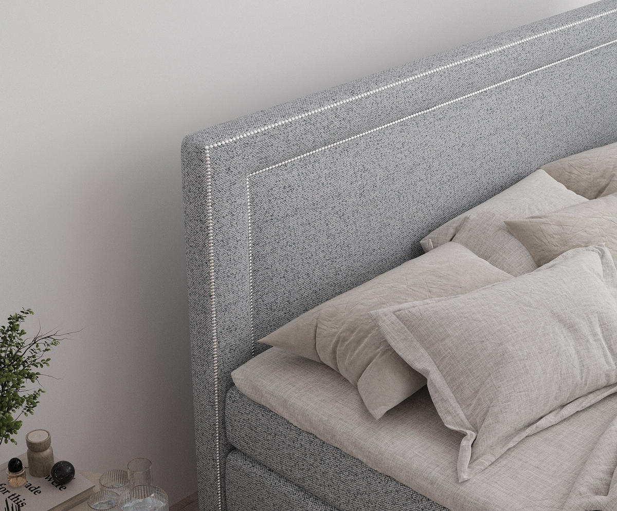 BOXSPRINGBETT Luxora Grau 200/200 cm - Schwarz/Grau, Holz/Holzwerkstoff (200/200cm) - Maison de Reve