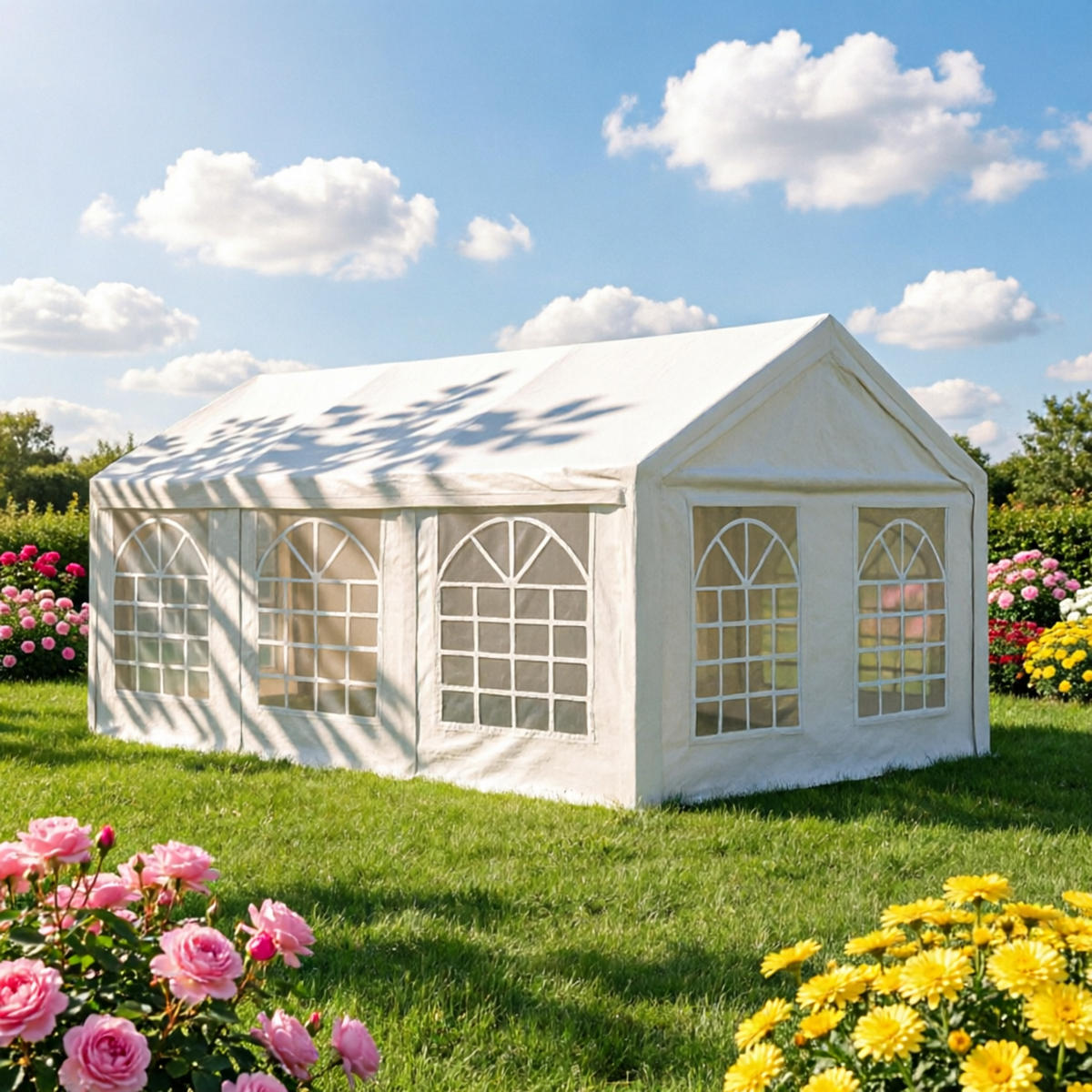 DACHPLANE Livingston - Zeltabdeckung für 4x8 Meter, PE weiss 180g/m². BxTxH: 800x400x310 cm - Weiß, Kunststoff (800/0.3/400cm) - TPFGarden