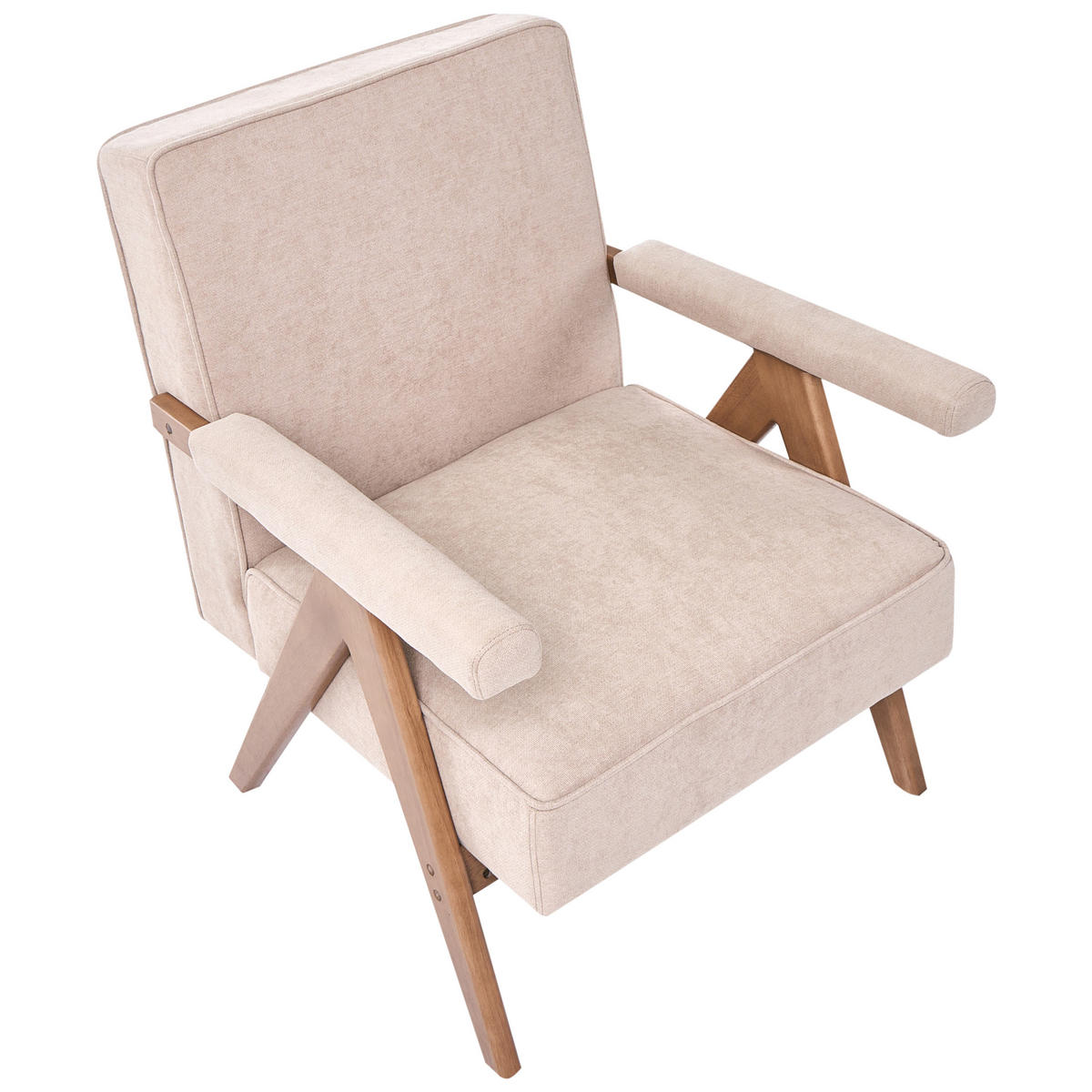 SESSEL Kunstleinen Beige Evje - Hellbraun, Textil (70/81/72cm) - Beliani