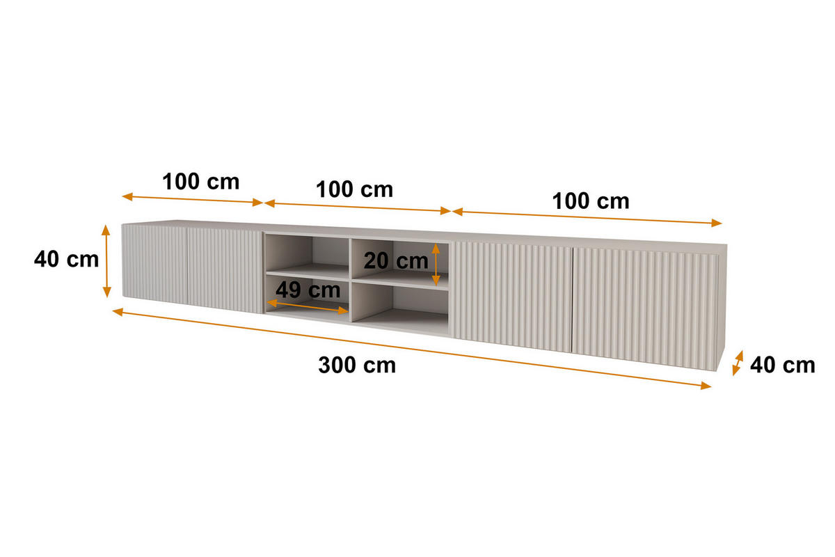 LOWBOARD NOA-2-W 3x100x40x40 cm - Kaschmir - Kaschmir, Holzwerkstoff (300/40/40cm) - ALTDECOR