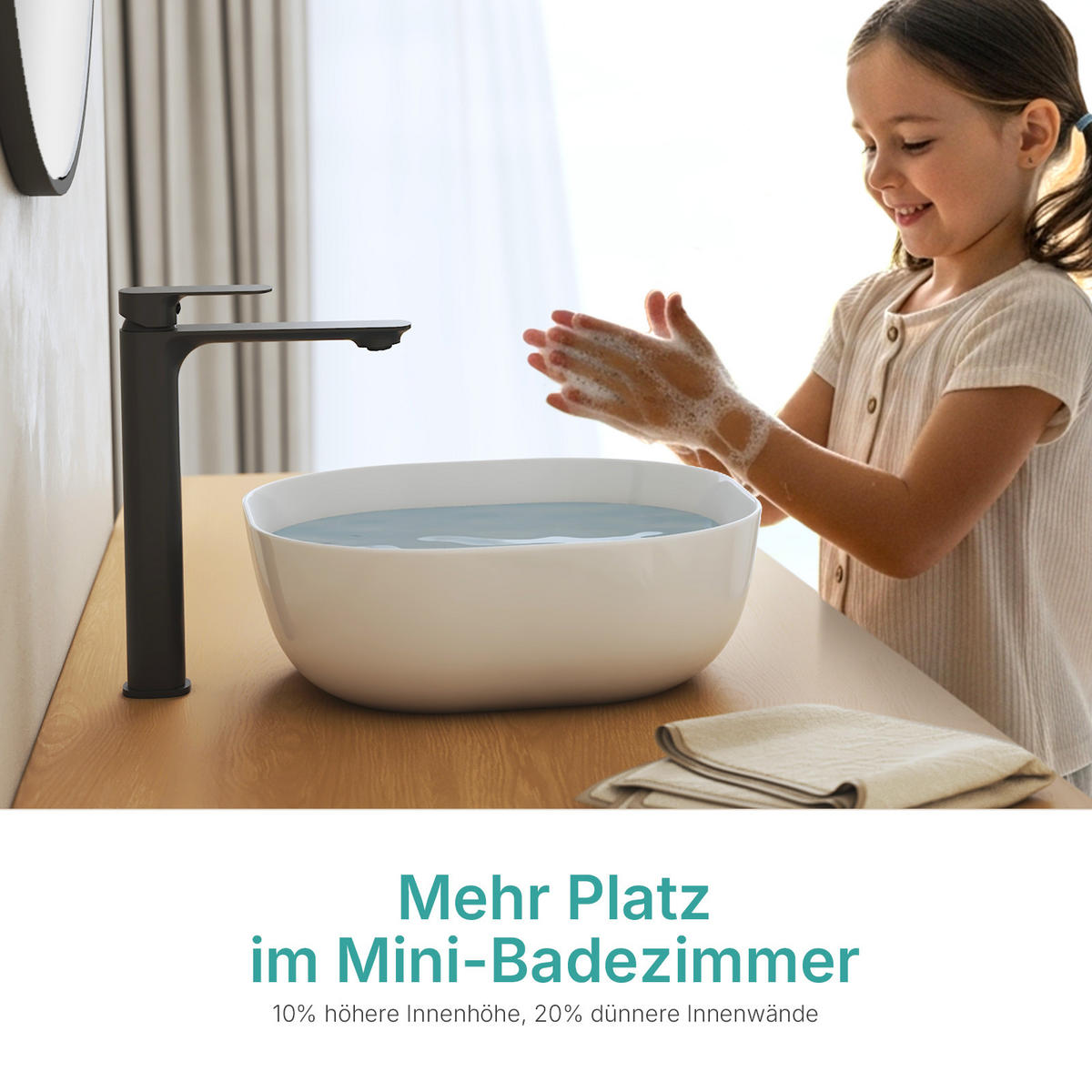 WASCHBECKEN Quadratisch R-Ecken Weiß 41,5 / 41,5 / 14,5 cm - Weiß, Keramik (41.5/14.5/41.5cm) - EMKE