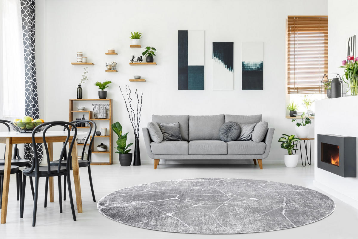 TEPPICH Mefe 160 cm - Grau, Textil (160/160cm) - rugsX