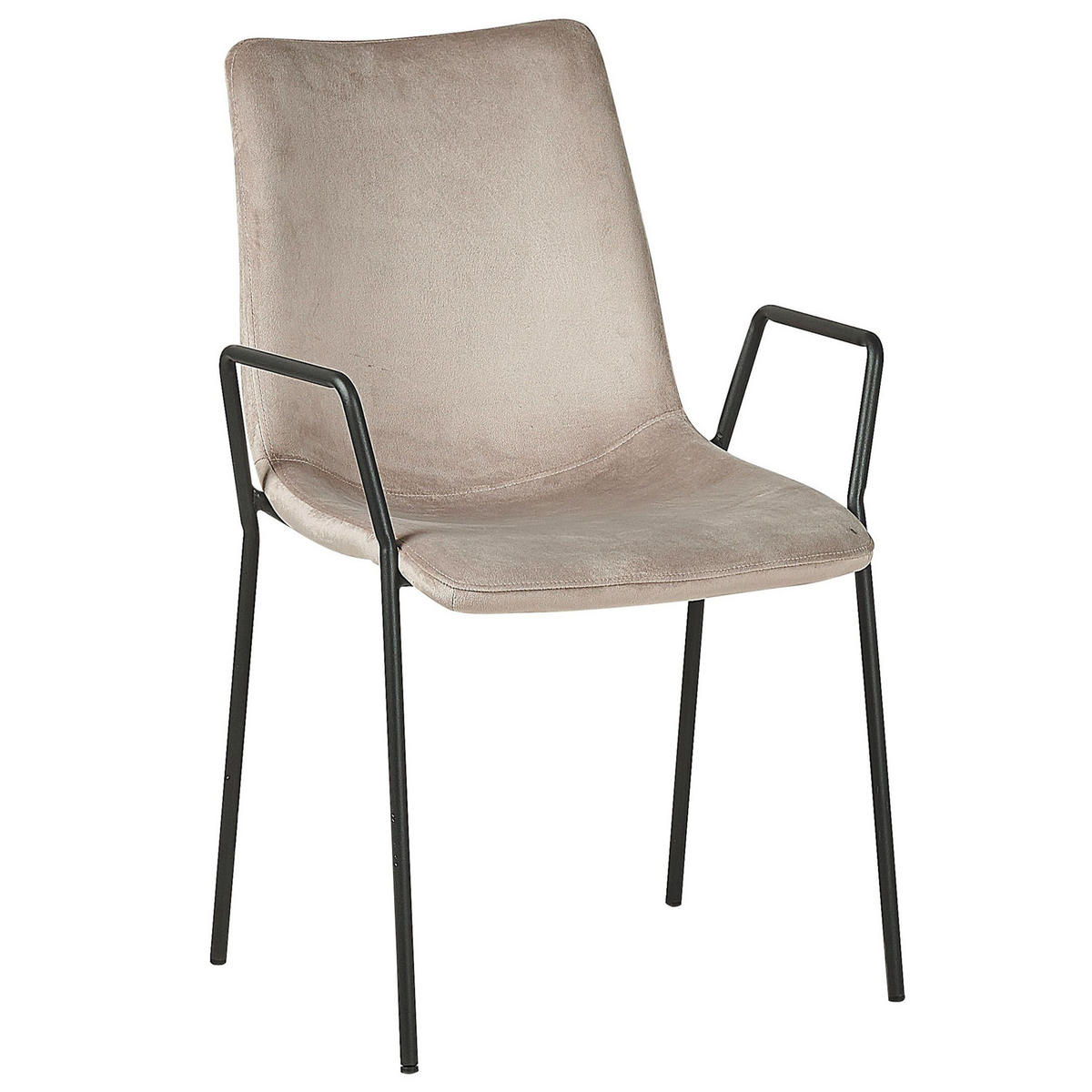 STUHL 2er-Set Samtstoff Beige Jefferson - Beige, Textil/Metall (57/87/60cm) - Beliani