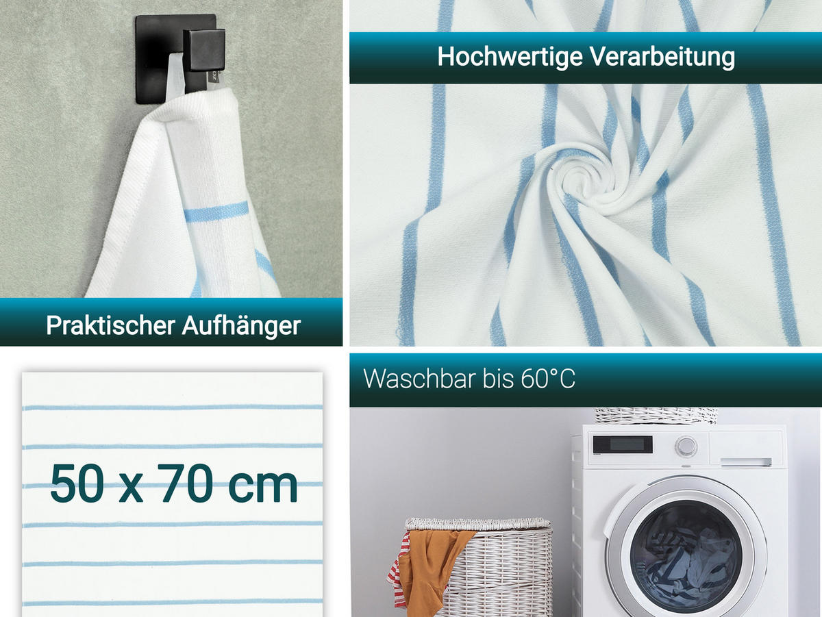 GESCHIRRTÜCHER, 5er-Set, 50 x 70 cm, 100% Baumwolle, Weiß - Weiß, Textil (50/70cm) - Zollner