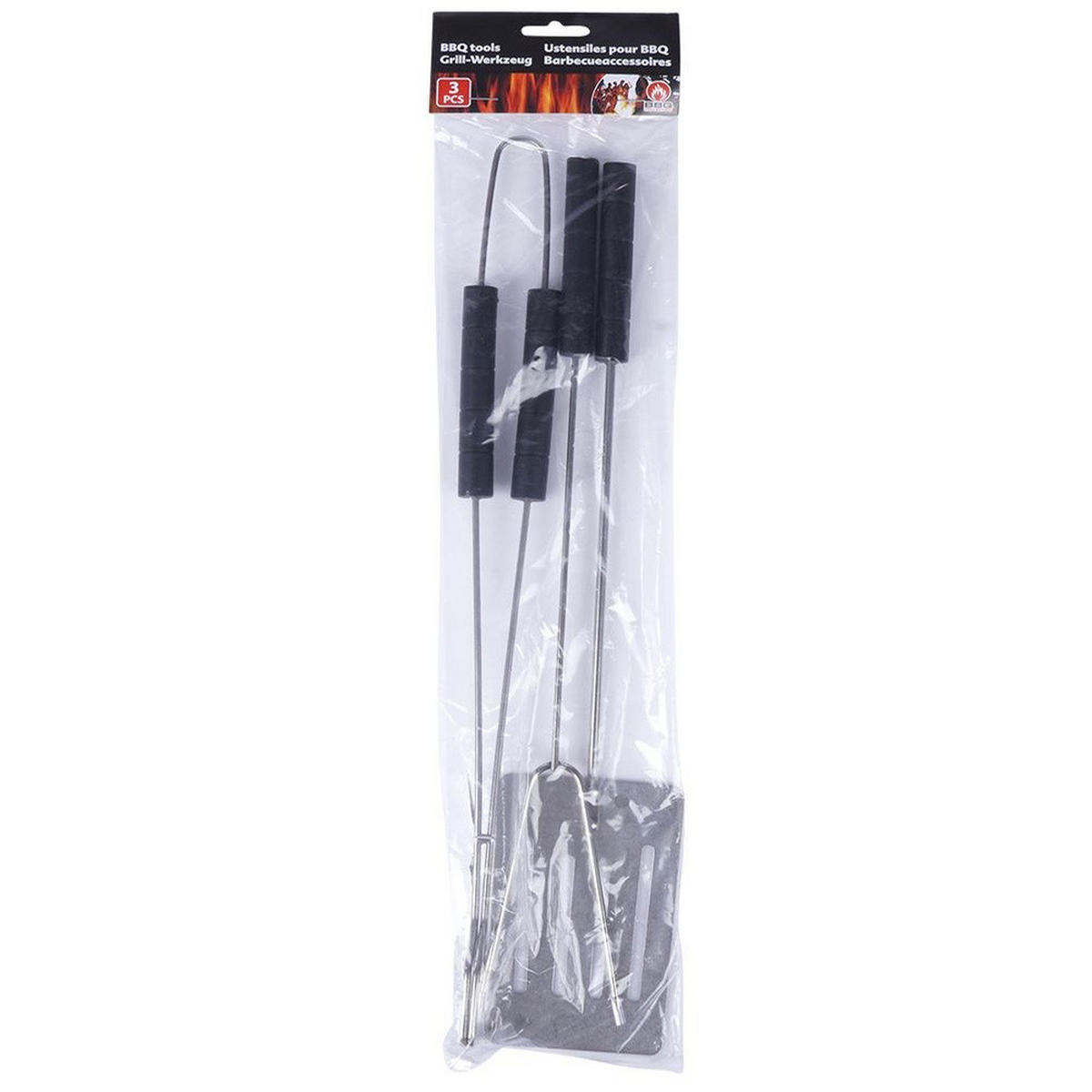 GRILLBESTECK-SET Metall/Kunststoff 3-teilig Silberfarben - Silberfarben, Metall (38cm) - BBQ Collection