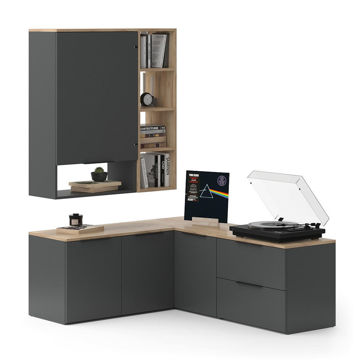 OBÝVACÍ STĚNA Wido Antracit - Sonoma dub/antracitová, kompozitní dřevo (80/50/40cm) - Vicco