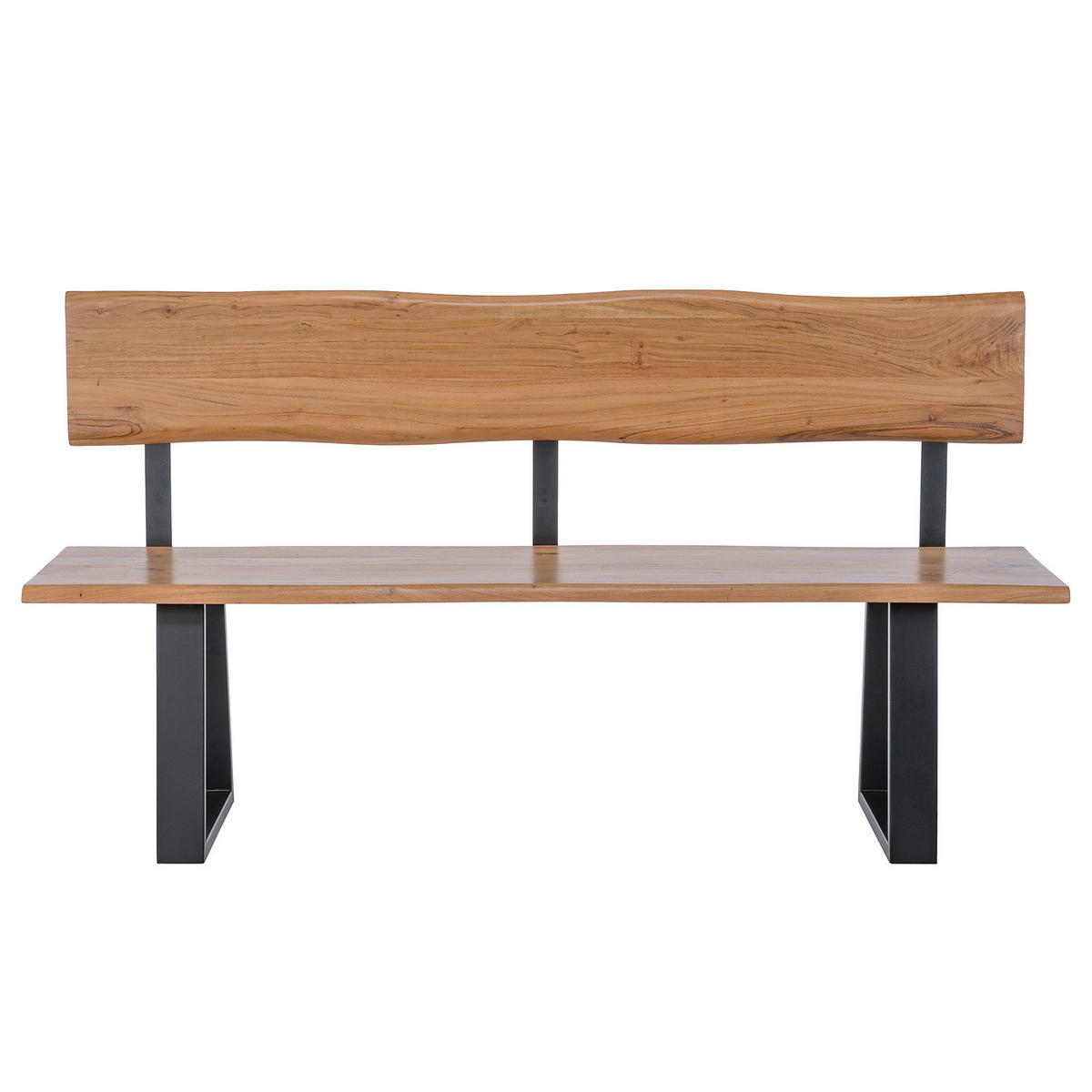 SITZBANK - Metall / Massivholz - Akazie Braun / Schwarz - Schwarz/Braun, Holz/Metall (160/85/50cm) - home24
