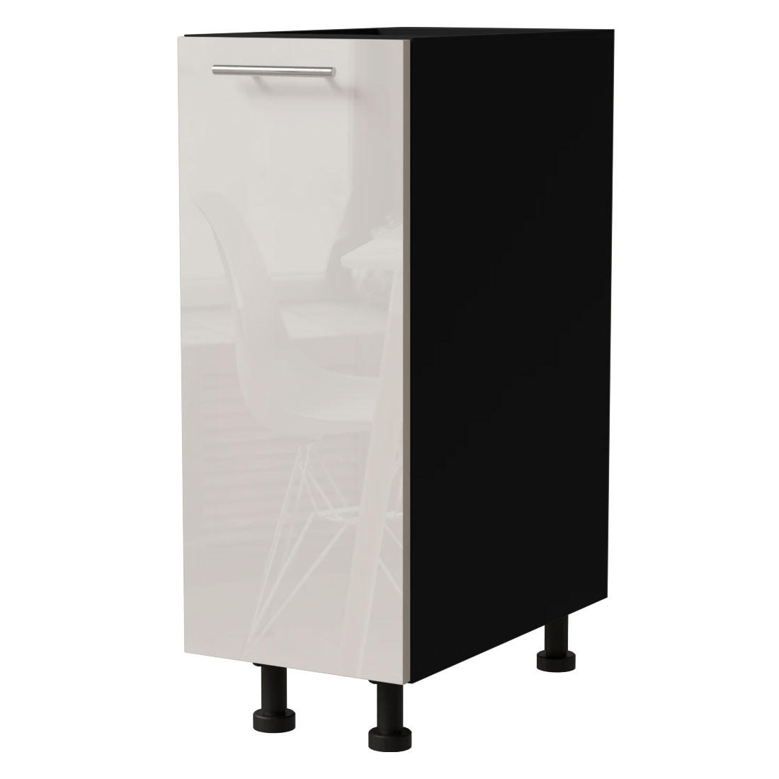 Feldmann-Wohnen Unterschrank Creme, Schwarz 30x82x50 cm