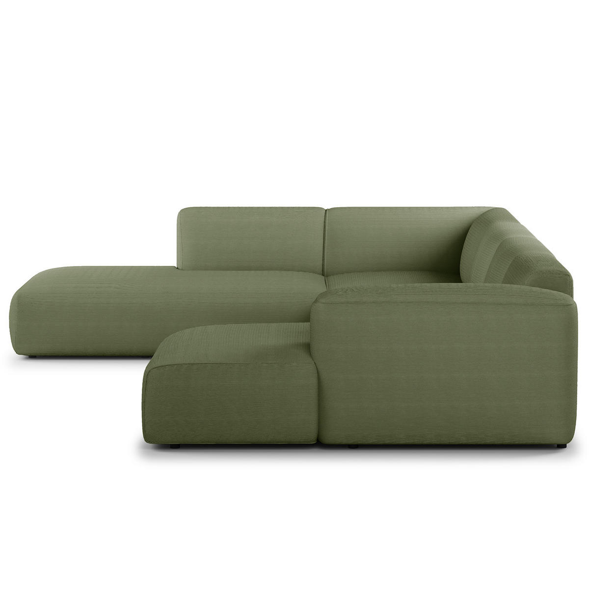 WOHNLANDSCHAFT mit Longchair - Dunkelgrün/Schwarz, Kunststoff/Textil (325/71/235cm) - home24