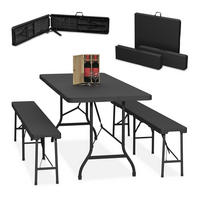 BIERZELTGARNITUR Schwarz 3-tlg.-Set klappbar - Schwarz, Kunststoff/Metall - Relaxdays
