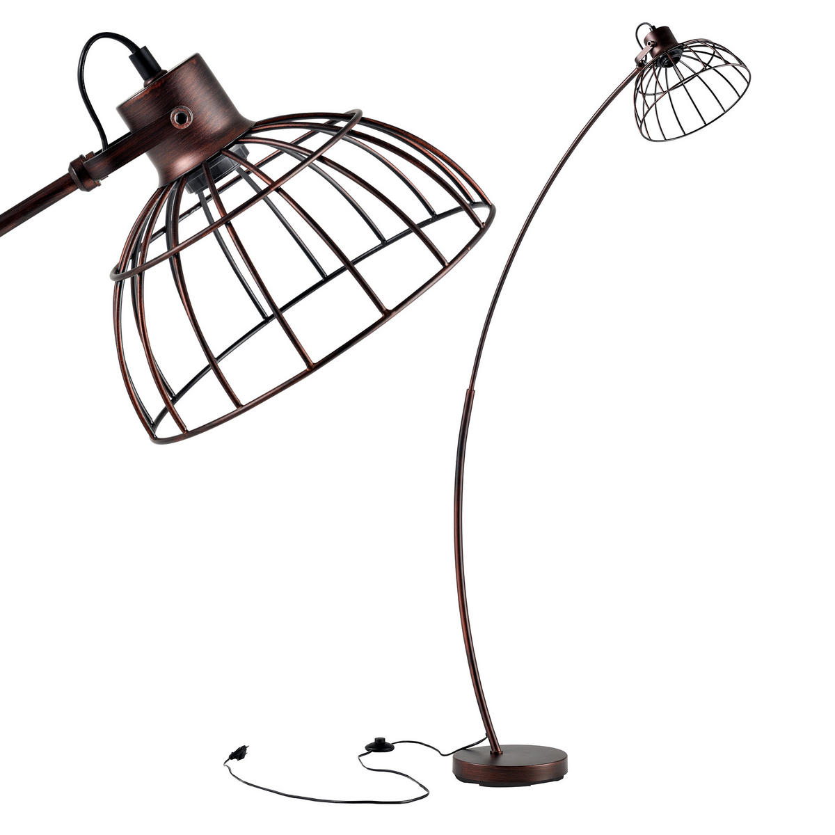 STEHLEUCHTE Portsmouth - Braun, Metall (25/25/160cm) - lux.pro