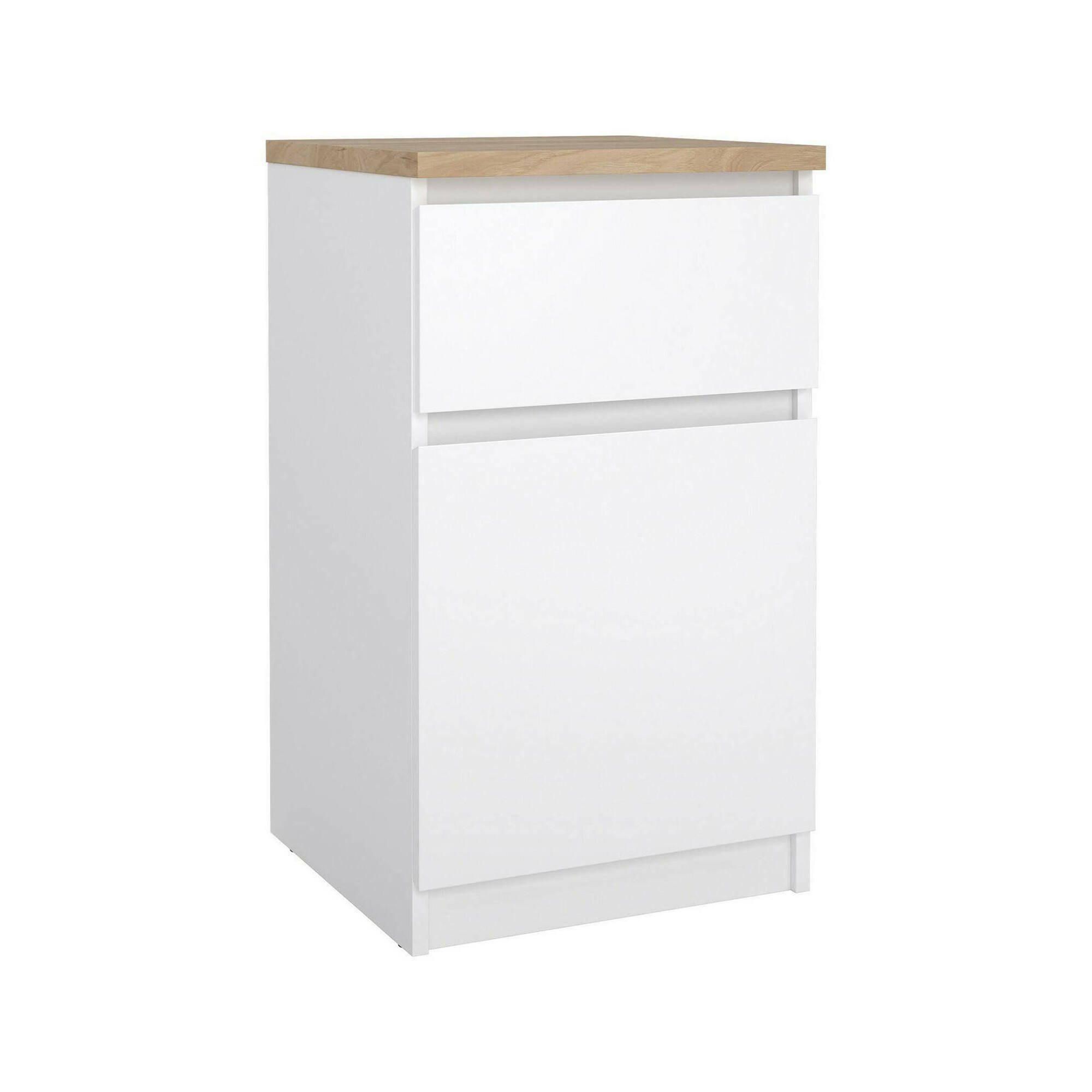 NACHTTISCH Glänzendes Weiß, Eiche 40/40.4/70.1 cm - Weiß, Holzwerkstoff (40.4/70.1/40cm) - DMORA