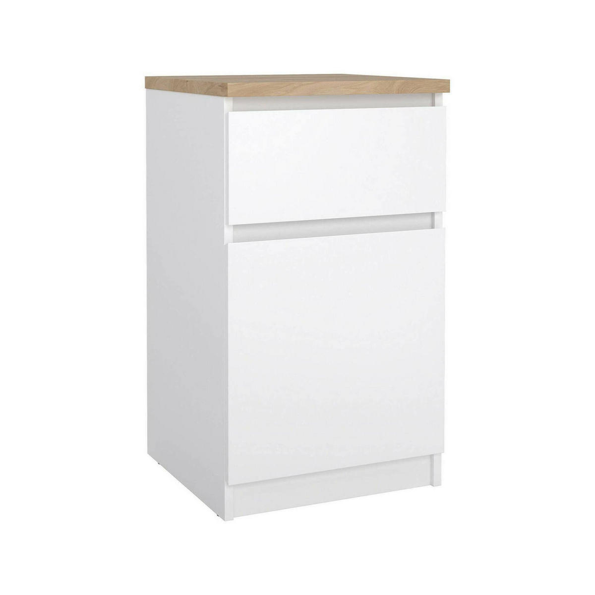 NACHTTISCH Glänzendes Weiß, Eiche 40/40.4/70.1 cm - Weiß, Holzwerkstoff (40.4/70.1/40cm) - DMORA