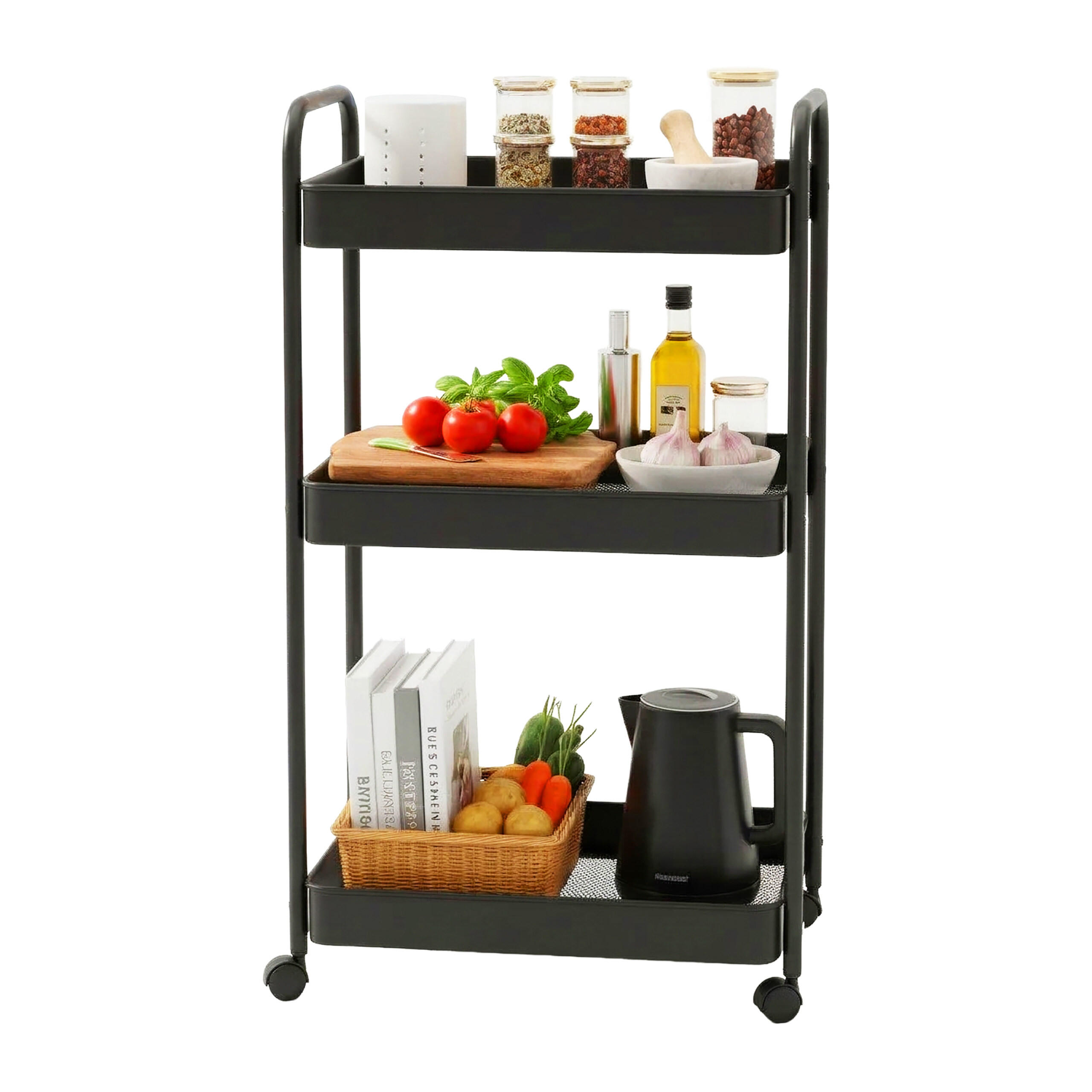 VOZÍK - černá, kov/plast (30/78/42.7cm) - Relaxdays