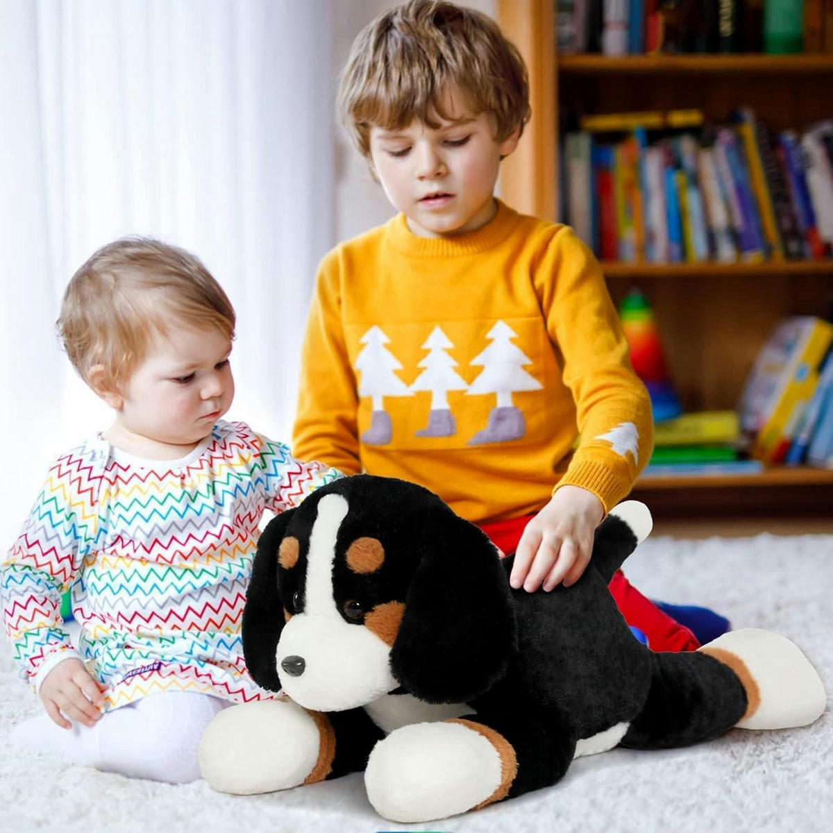 PLÜSCHTIER Berner Sennenhund 5-teiliges Set mit Babys - Multicolor, Textil (22/23cm)