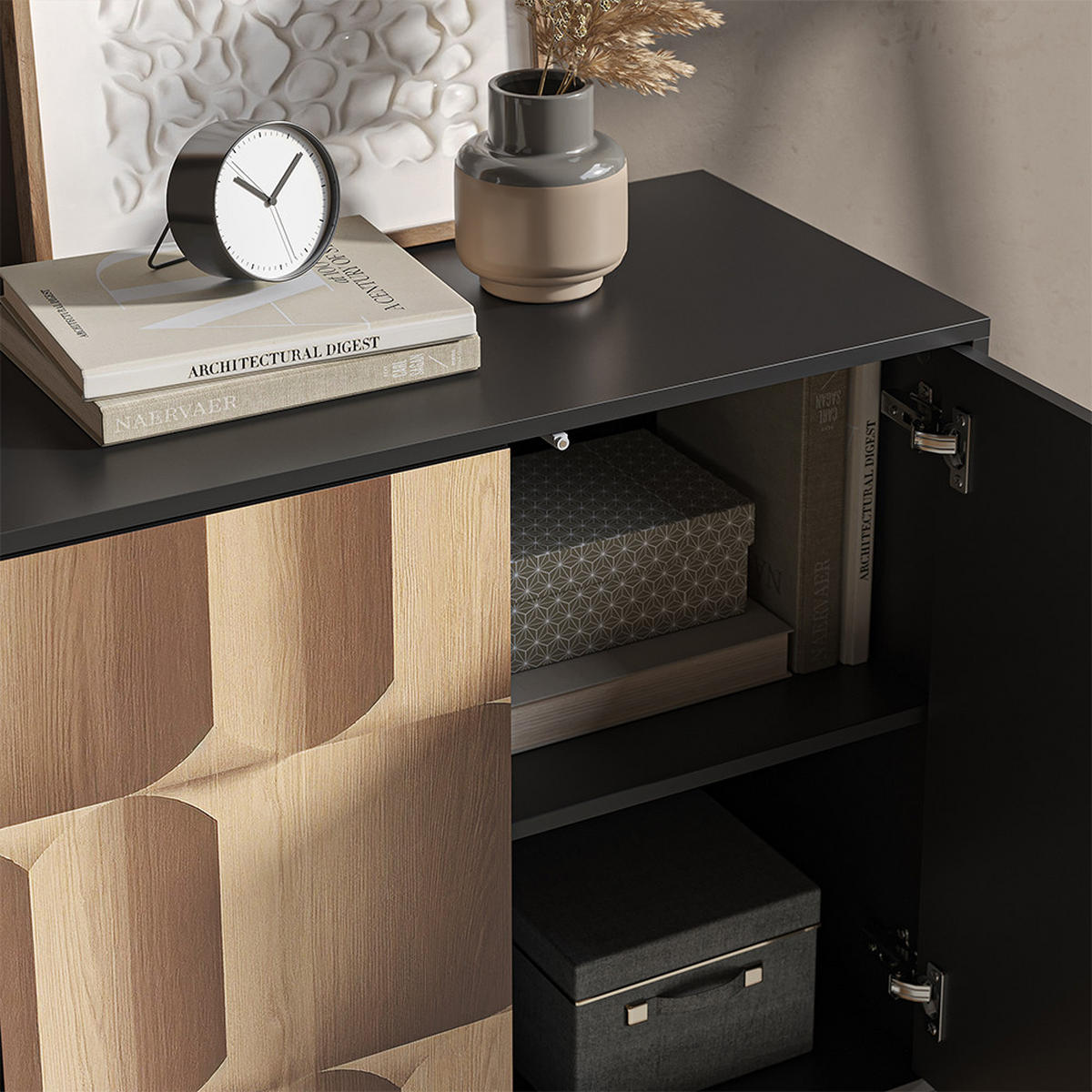 Schwarz, Holzwerkstoff (80/81.2/40cm) - Vicco