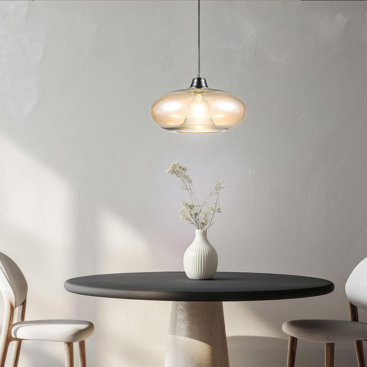 LED HÄNGELEUCHTE LILLE Glas Orange - Orange, Glas (40/40/150cm) - Nowa