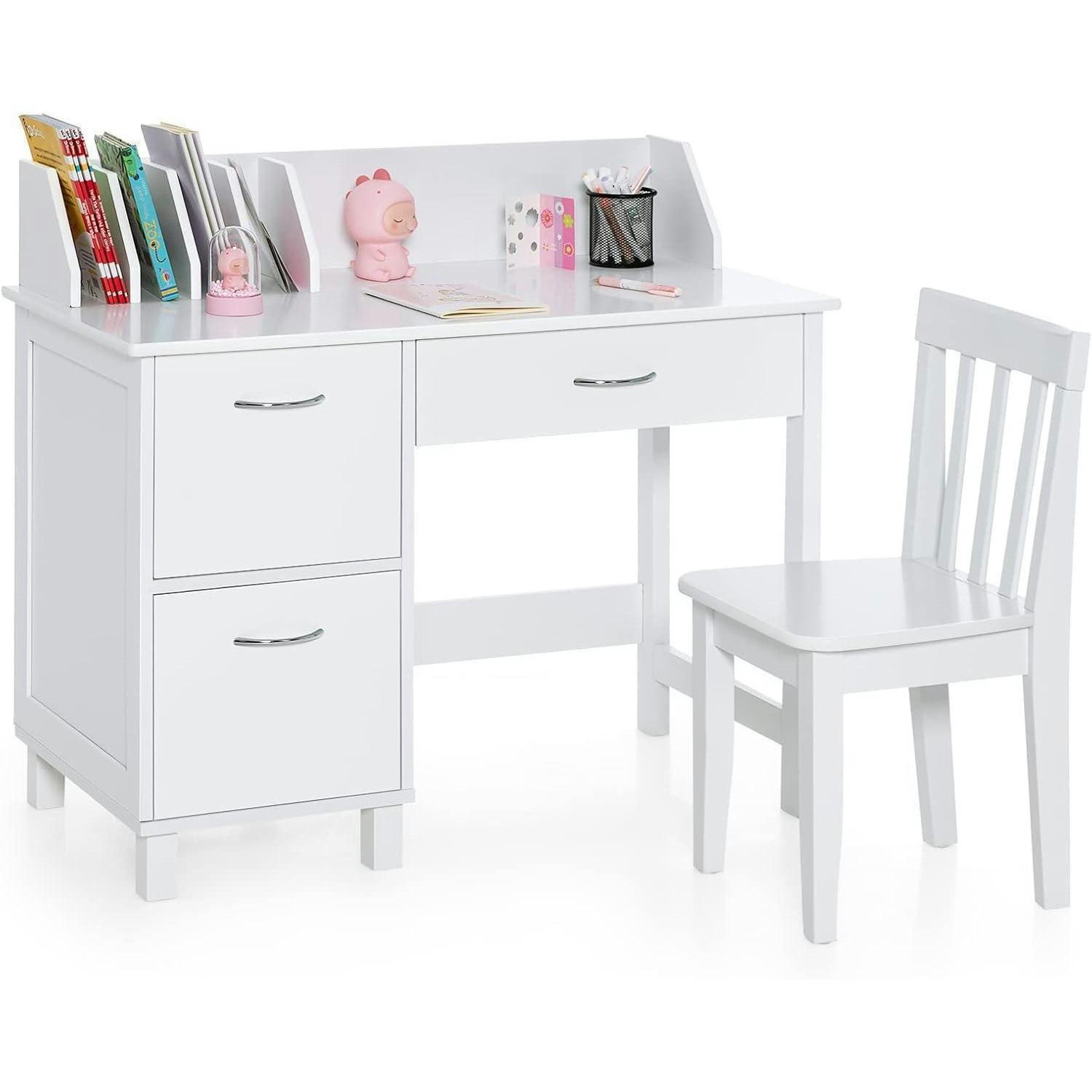 KINDERSCHREIBTISCH mit Stuhl 2-teiliges Set Weiß - Weiß, Holzwerkstoff (90.5/81/46cm)