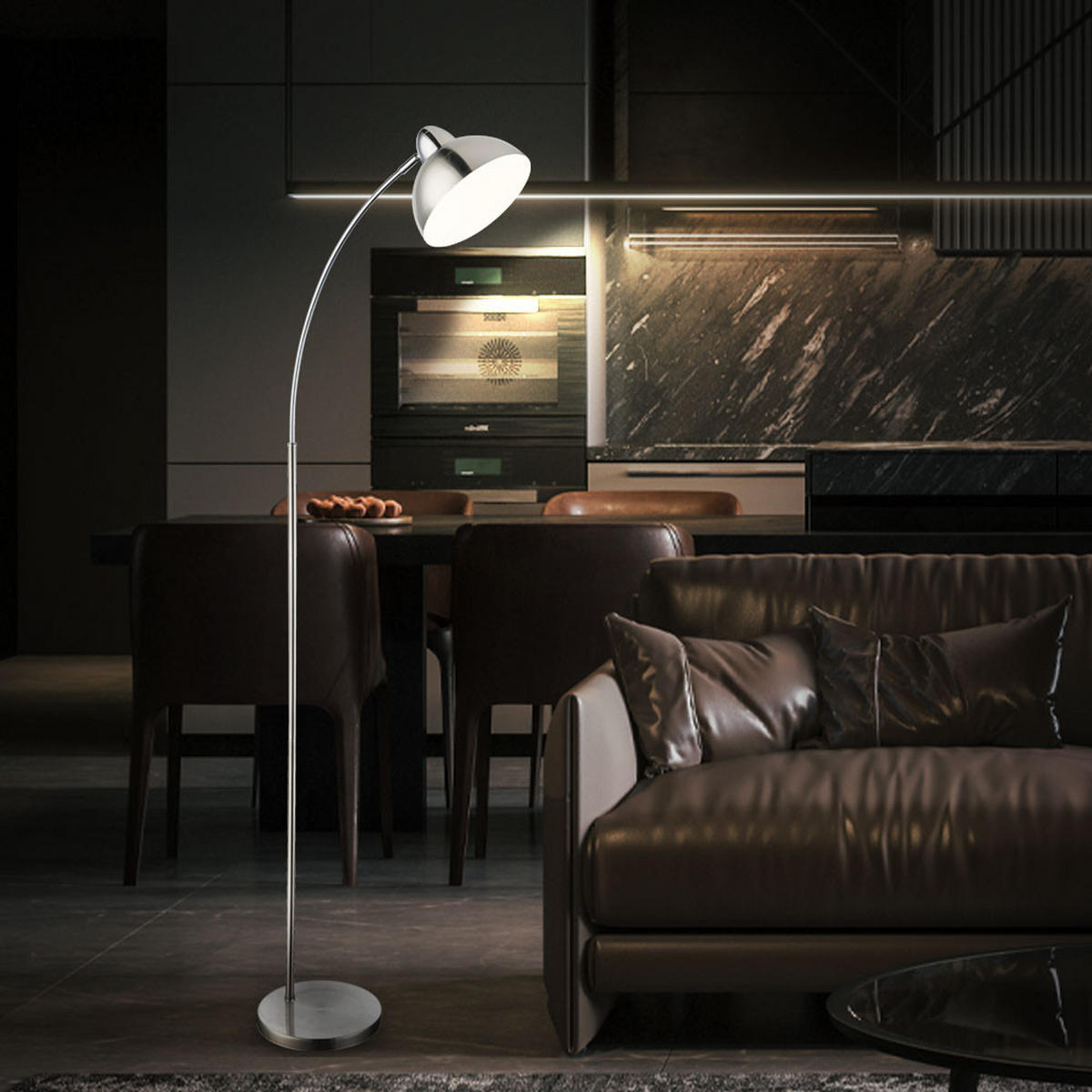 LED STEHLEUCHTE ANITA Silber Nickel-Matt - Silberfarben, Metall (50/23/155cm) - Globo Lighting