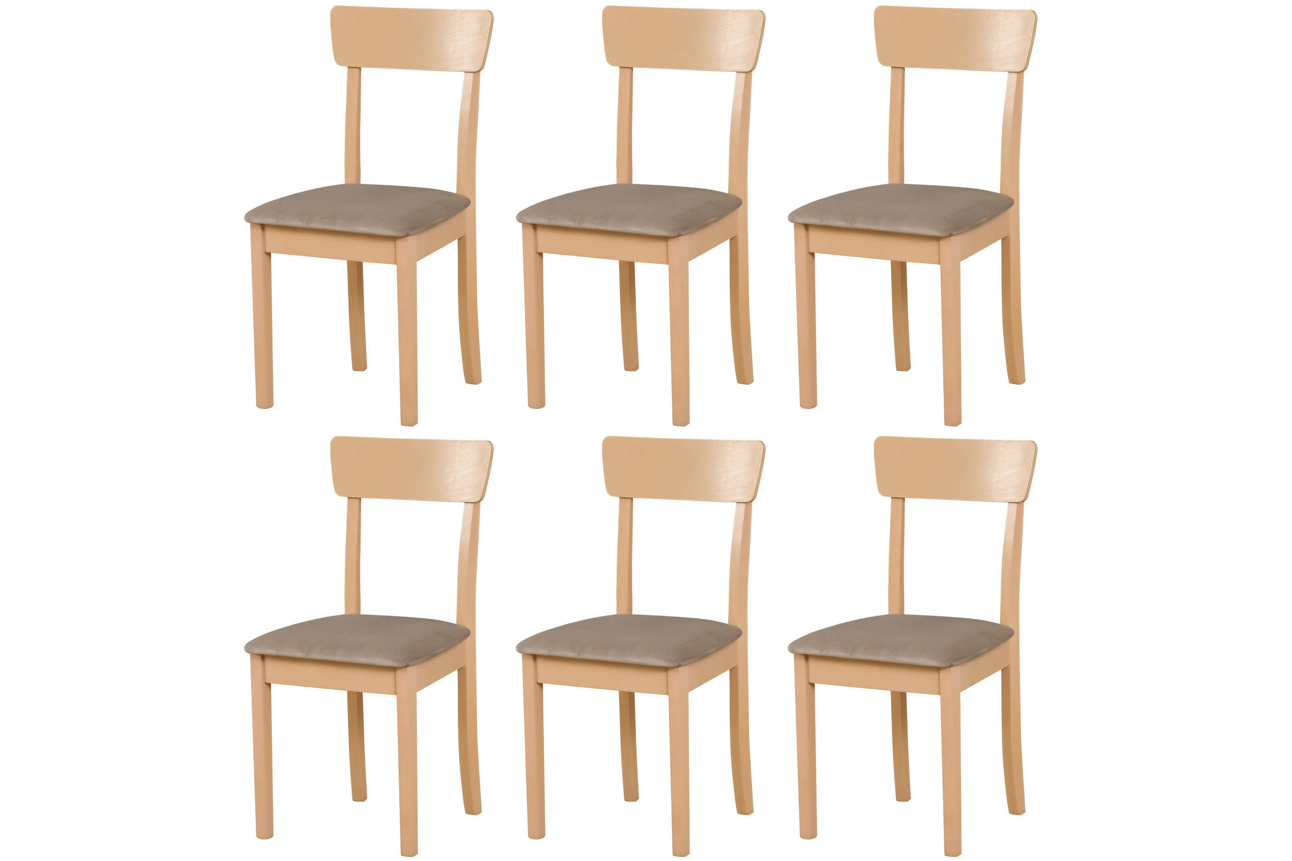STUHL Hugo 1 (6er Set) - Beige/Sonoma Eiche, Holz (43/86/40cm) - Leaf Design