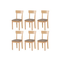 STUHL Hugo 1 (6er Set) - Beige/Sonoma Eiche, Holz (43/86/40cm) - Leaf Design