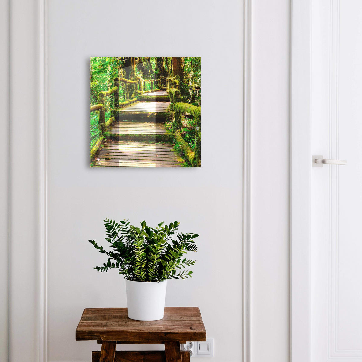 SCHLÜSSELBOX Schwarz 30x30 cm- Türöffnung nach rechts - Waldbrücke - Grün, Metall (30/30/5cm) - TULUP