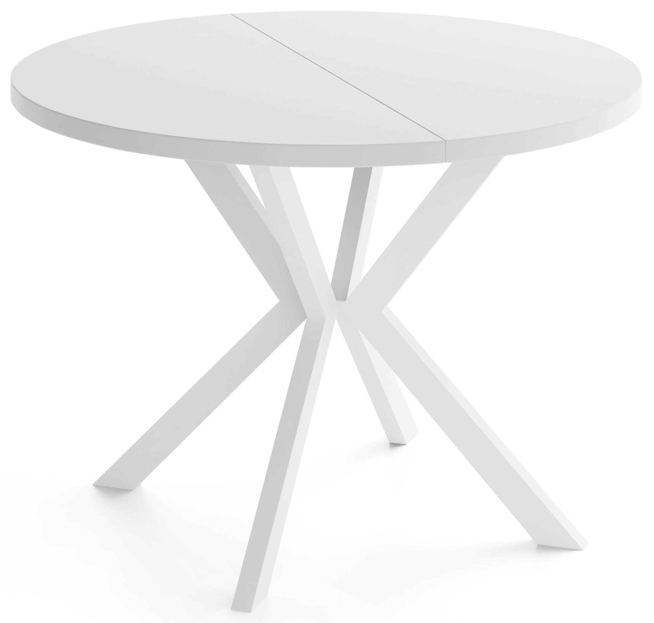ESSTISCH Della runder ausziehbarer, Weiß 100-180/100/76 cm - Weiß, Holzwerkstoff/Metall (100/180/76cm) - WFL GROUP