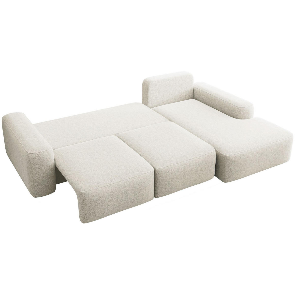 ECKSOFA Carnos mit Ballkissen, Creme Chenille, rechtsseitig - Creme/Schwarz, Kunststoff/Textil (264/162cm) - Selsey