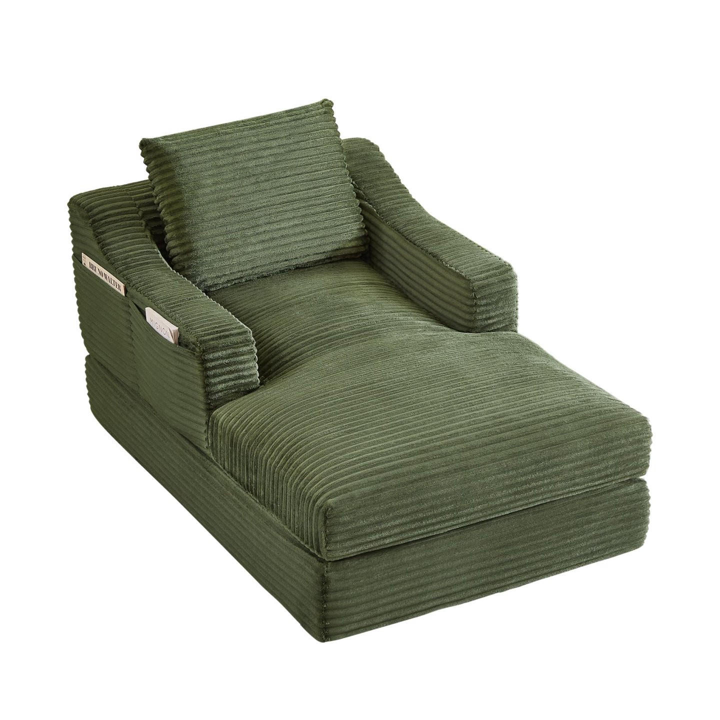 SOFA Cord Grün mit Schlaffunktion - Grün, Textil (100/68/162cm) - WISHDOR