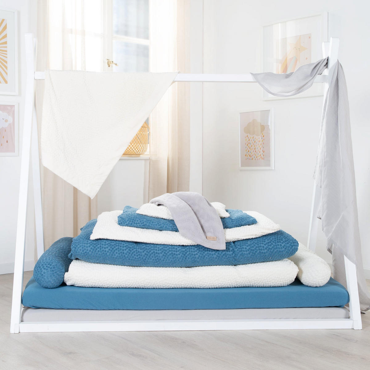 BETTSCHLANGE Seashells oyster - Weiß, Textil (170/12cm) - Roba