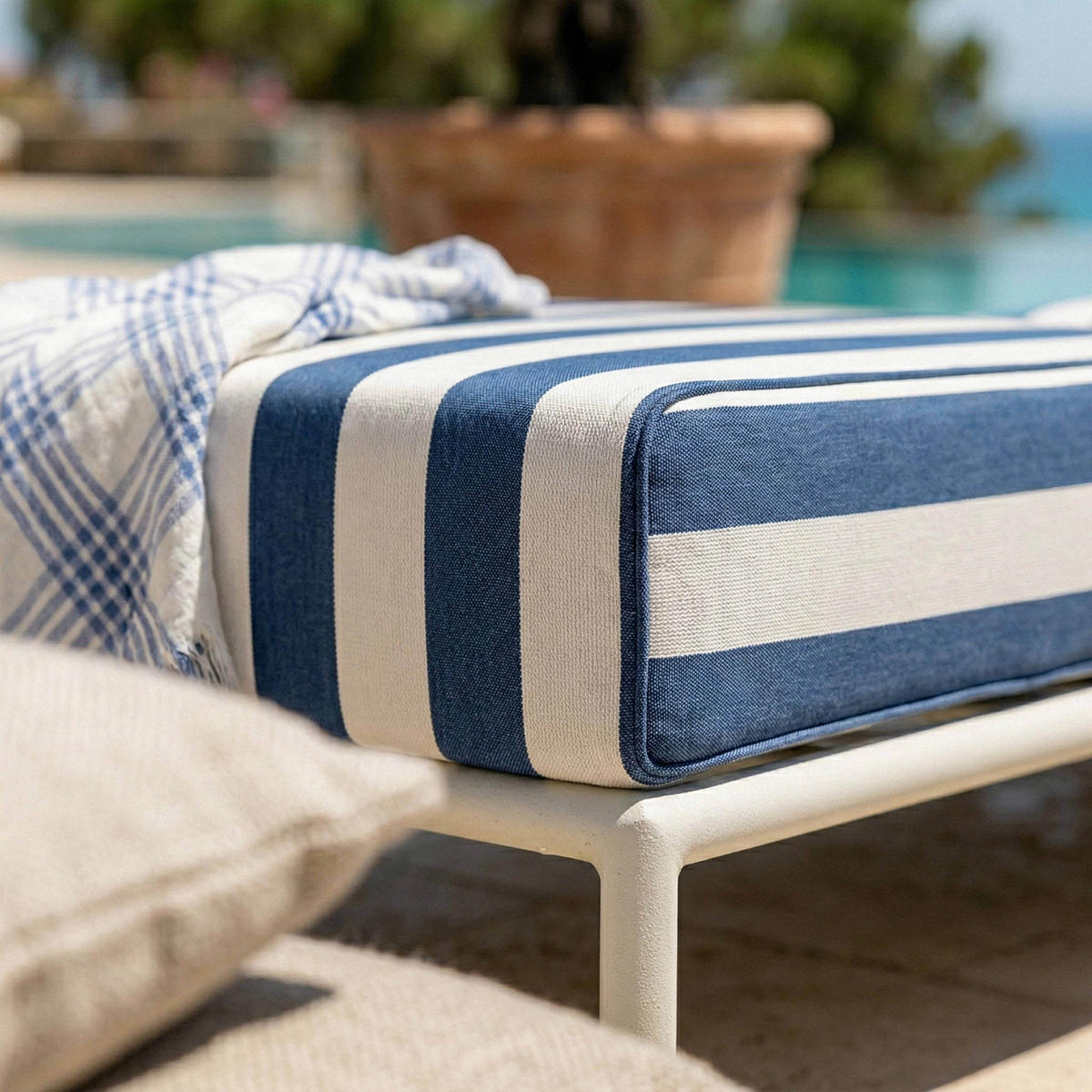 GARTENSOFA mit 5 Sitzplätzen, Blau - Blau, Textil - Oviala