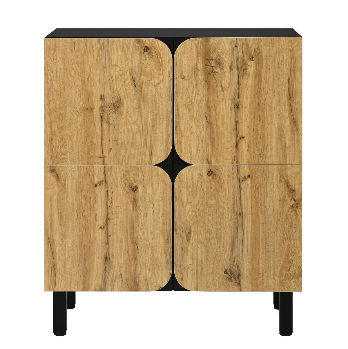 SCHUHSCHRANK 80/38,5/95 cm mit 4 Türen, verstellbaren Einlegeböden und Soft-Close, Schwarz/Natur - Schwarz, Holzwerkstoff (80/95/38.5cm) - Redom
