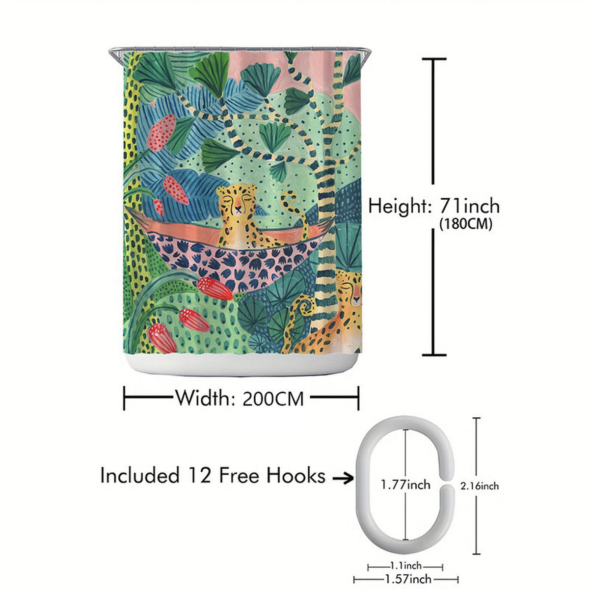 DUSCHVORHANG Polyester bedruckt ohne Bohren wasserdicht Dekoration Badewanne - Multicolor, Textil (200/180cm) - MCBOSON