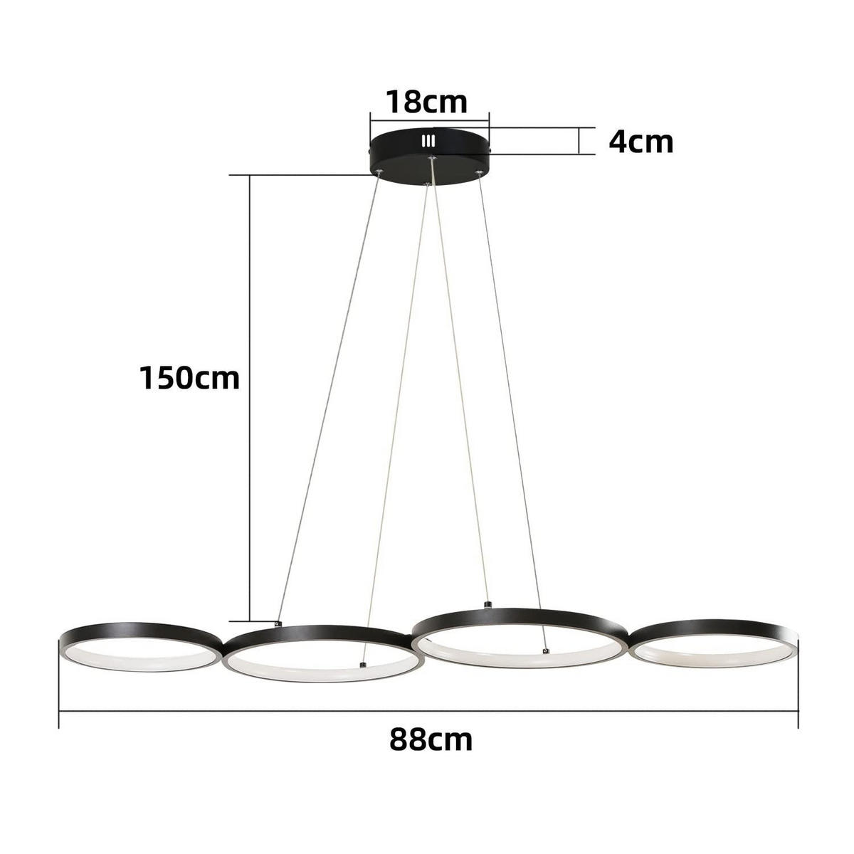 HÄNGELEUCHTE Sphäre 88/32/160 cm - Schwarz, Metall (88/32/160cm) - Nettlife