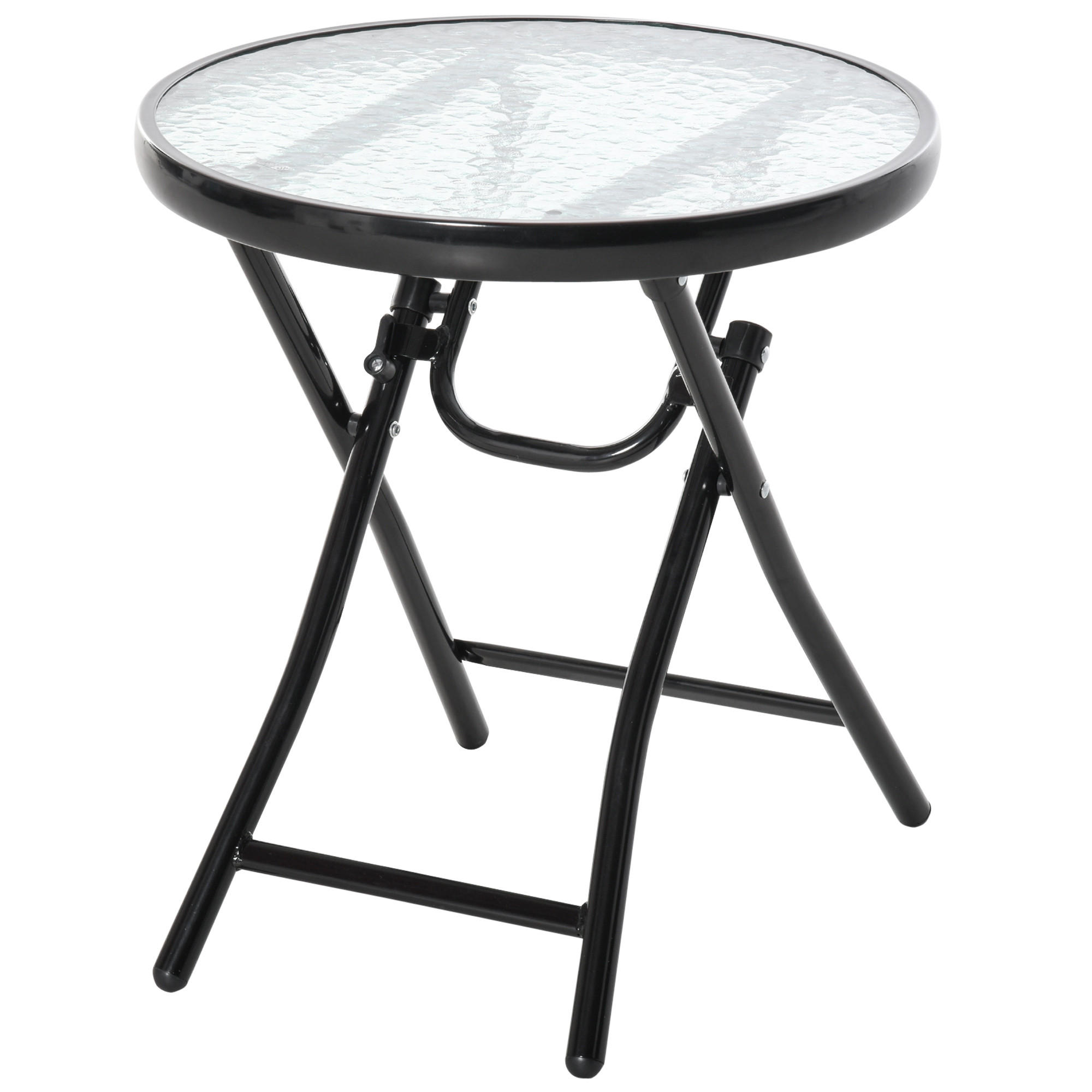 GARTENTISCH, Schwarz, Metall, Glass - Schwarz, Glas/Metall (45/45/50cm) - Outsunny