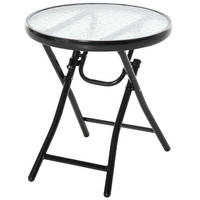 GARTENTISCH, Schwarz, Metall, Glass - Schwarz, Glas/Metall (45/45/50cm) - Outsunny