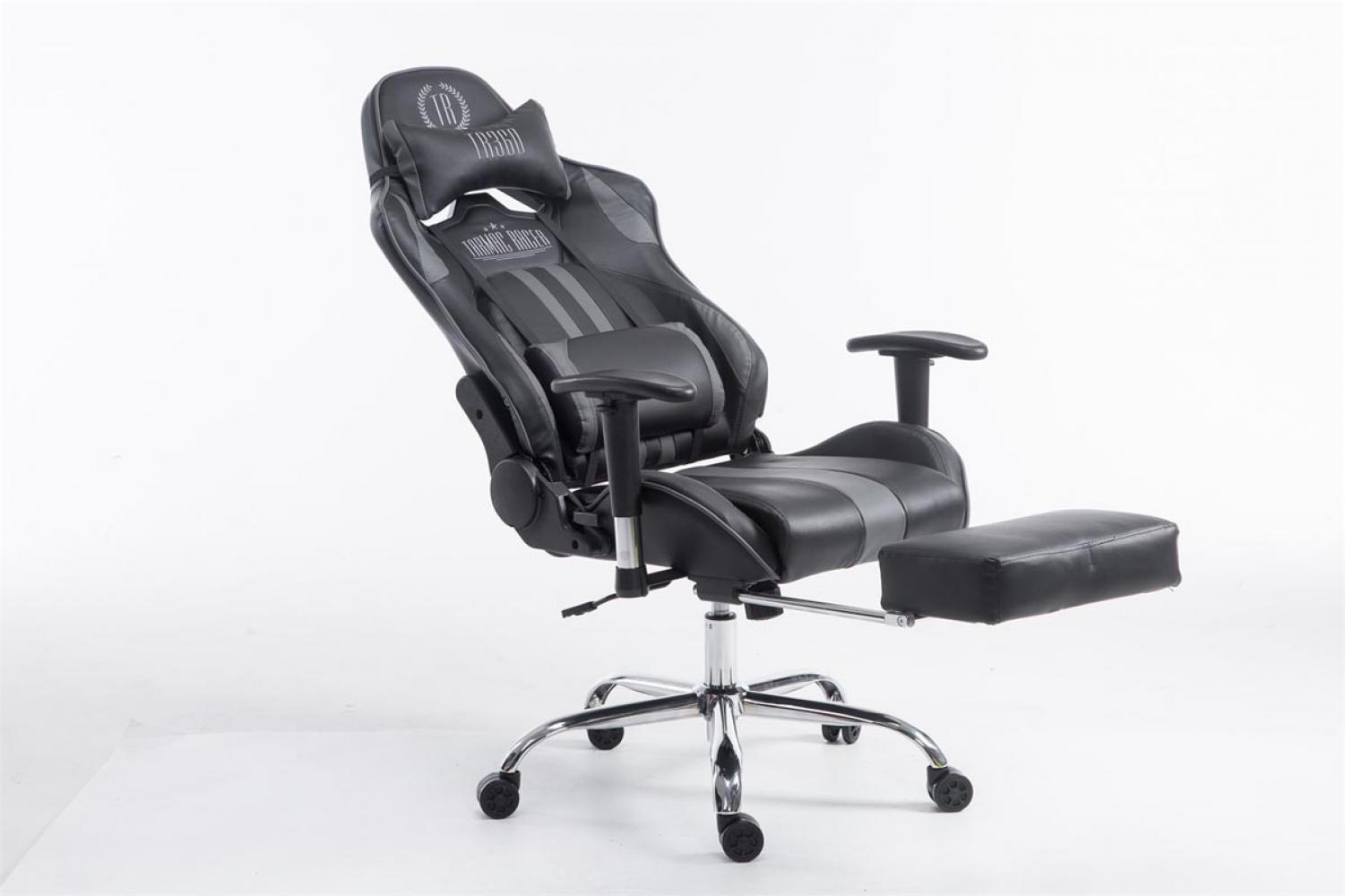CHEFSESSEL Lederlook schwarz/grau - Schwarz/Grau, Textil/Metall (70/125/58cm) - CLP
